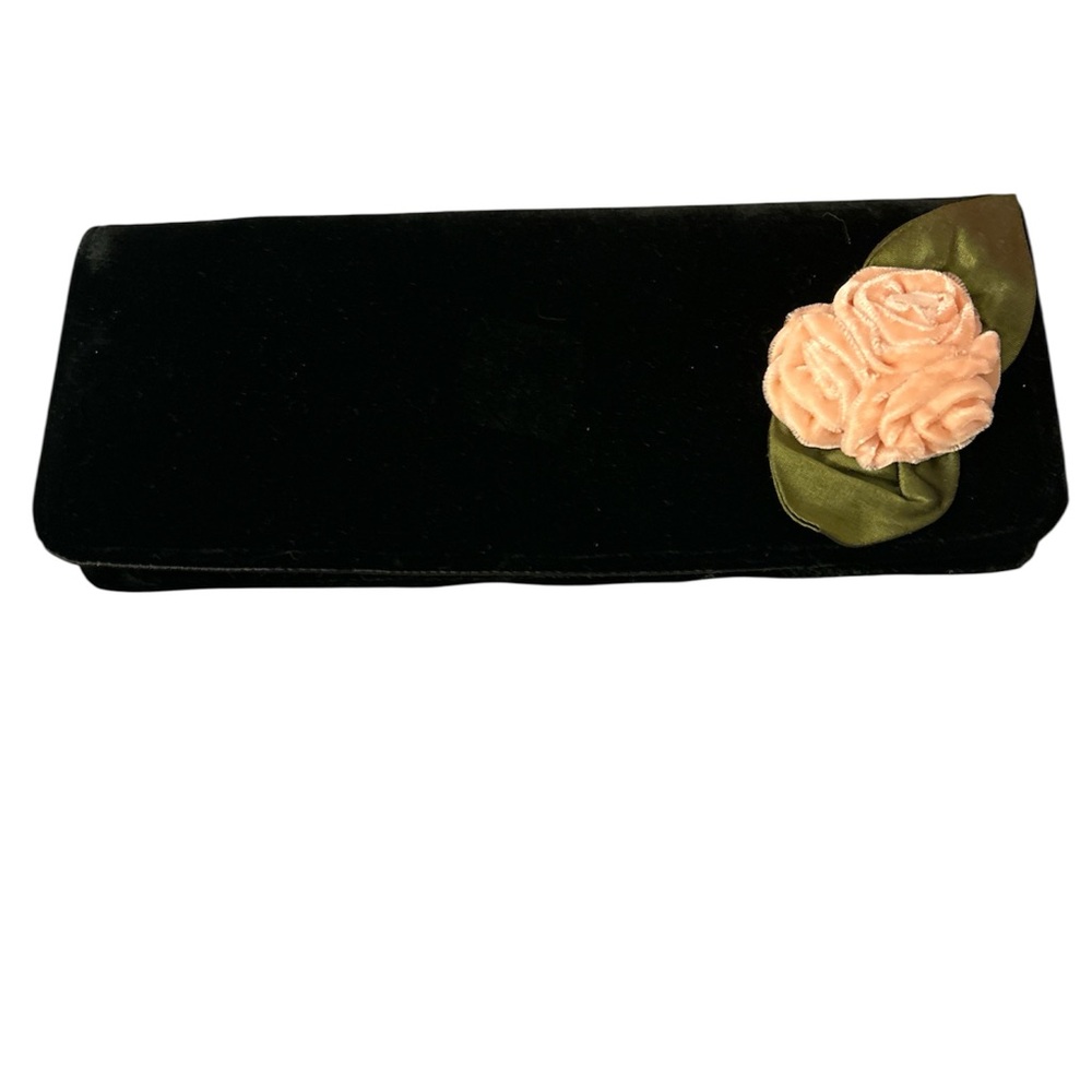 Black Clutch with Peach Floral Accent
